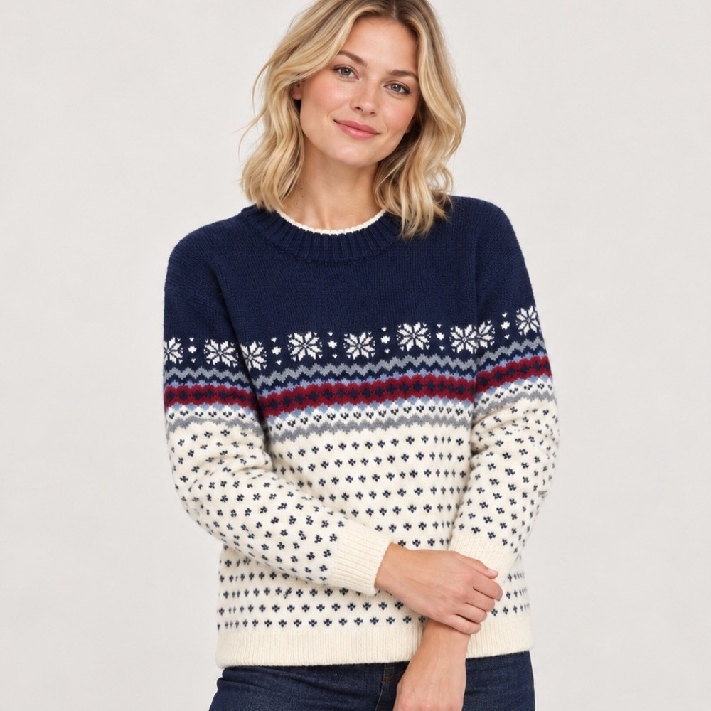 Lands' End 100% Wool Fair Isle Nordic Sweater Women's Medium (38-40)